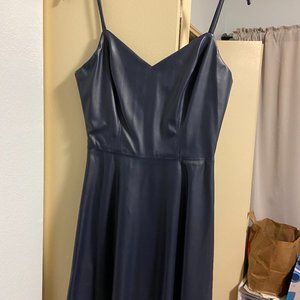 Navy Leather Aqua Dress